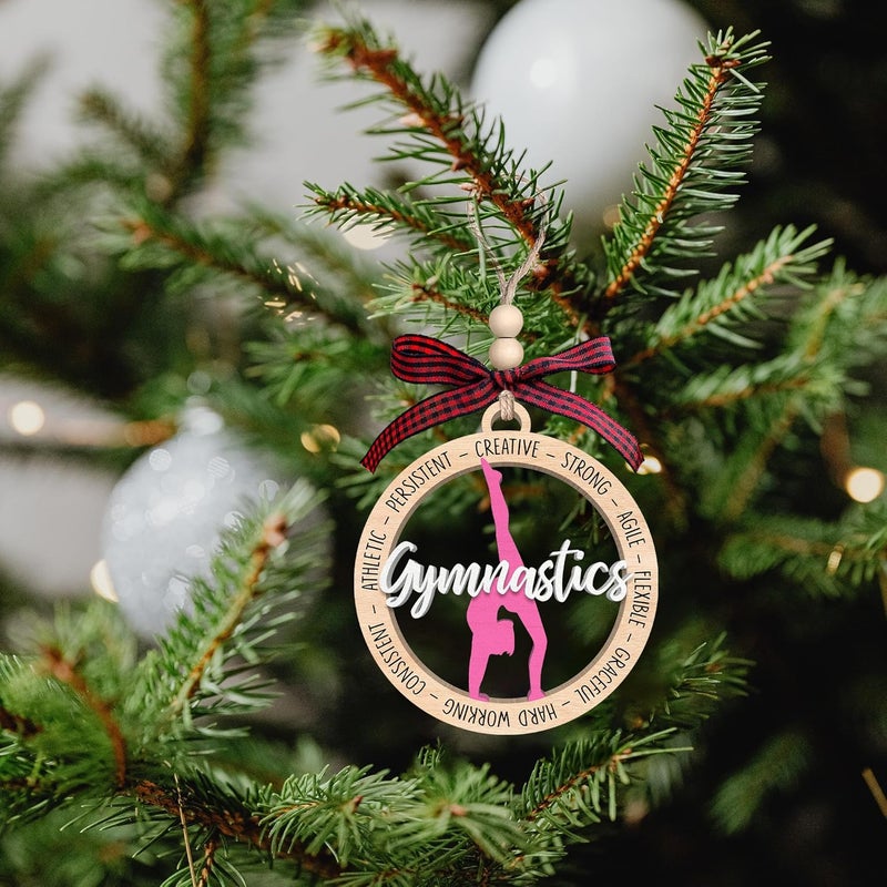 MAPDTWO Gymnastics Ornaments for Christmas Tree - Gymnastics Gifts - Gymnasts Gifts for Girls, Women, Kids, Lovers, Team, Coach - Gymnastic Ornaments - Gymnast Christmas Ornament - Wood Ornament 2025 - Image 4